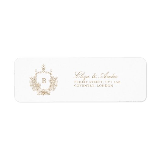 Classic Luxe Gold Monogram Rücksendeadressen-Aufkl (Vorne)