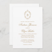 Classic Luxe Gold Monogram Wedding Einladung (Vorne/Hinten)