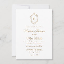 Classic Luxe Gold Monogram Wedding Einladung