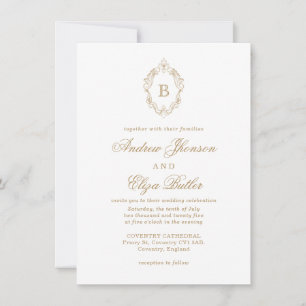 Classic Luxe Gold Monogram Wedding Einladung