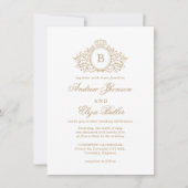 Classic Luxe Gold Monogram Wedding Einladung (Vorderseite)