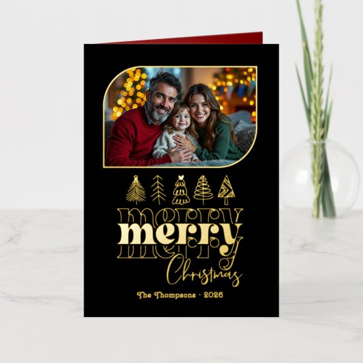 Classic Luxe Hand Drawn Frohe Weihnachts-Foto (Vorderseite)