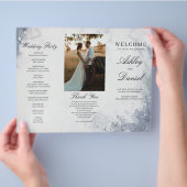 Classic Luxe Marble Trifold Wedding Program Flyer (Hand)