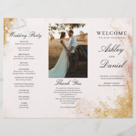 Classic Luxe Marble Trifold Wedding Program Flyer