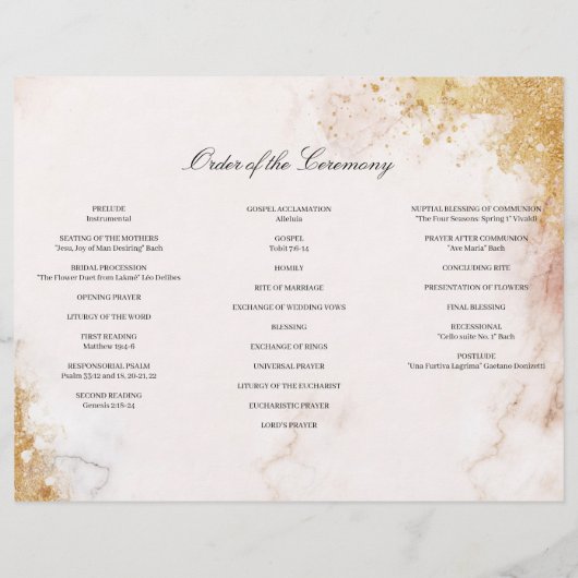 Classic Luxe Marble Trifold Wedding Program Flyer (Hinten)