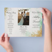 Classic Luxe Marble Trifold Wedding Program Flyer (Hand)