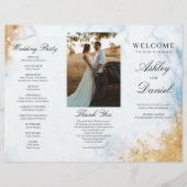 Classic Luxe Marble Trifold Wedding Program Flyer (Vorne)