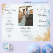 Classic Luxe Marble Trifold Wedding Program Flyer (Einzeln)