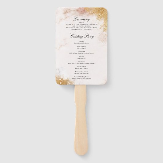 Classic Luxe Marble Wedding Program Fan Fächer (Rückseite)