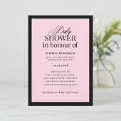 Classic Luxe Pink | BRITISH Spelling Baby Dusche Einladung (Stehend Vorderseite)