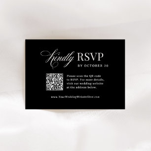 Classic Luxe   QR-Hochzeitsangabe für schwarze Sca RSVP Karte