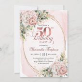 Classic Luxe Rose Gold 50th Birthday Invitation Einladung (Vorderseite)