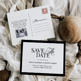 Classic Luxe | Schwarz und Weiß Save the Date Ankündigungspostkarte