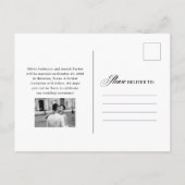 Classic Luxe | Schwarz und Weiß Save the Date Ankündigungspostkarte (Rückseite)