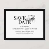 Classic Luxe | Schwarz und Weiß Save the Date Ankündigungspostkarte (Vorderseite)
