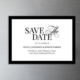 Classic Luxe | Schwarz und Weiß Save the Date Magneteinladung