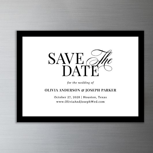 Classic Luxe | Schwarz und Weiß Save the Date Magneteinladung