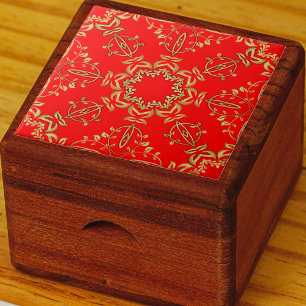 Classic Luxury Chic Imitate Gold Ornamente auf Rot Fliese