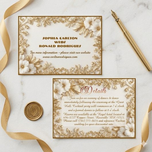 Classic Luxury Gold Ornate Royal Romantic Wedding  Begleitkarte