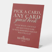 Classic Luxury Red Green Playing Card Gästebuch Sockelschild (Vorderseite)