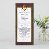 Classic MacDonald Tartan Wedding Menu Einladung (Stehend Vorderseite)