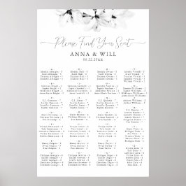 Classic Magnolia Schwarz-weiße Alphabetische Sitzp Poster