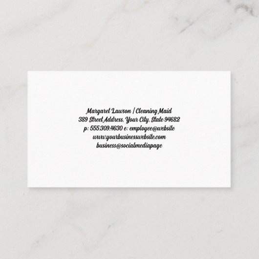 Classic Maid with Duster | Cleaning Equipment Icon Visitenkarte (Rückseite)