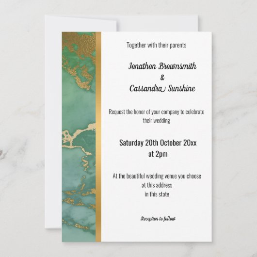 CLASSIC MARBLE SAGE GOLD TRIM INVITATION EINLADUNG (Vorderseite)