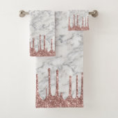 Classic Marble Schwarz-weiß Rose Gold Glitzer Trop Badhandtuch Set (Insitu)