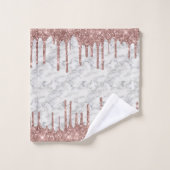 Classic Marble Schwarz-weiß Rose Gold Glitzer Trop Badhandtuch Set (Waschlappen)