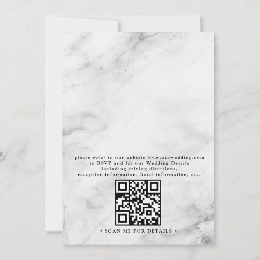 Classic Marble Simple Elegant Chic QR Code Wedding Einladung (Rückseite)