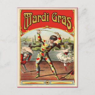 Classic Mardi Gras Harlaquin Postkarte