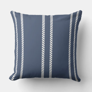 Classic Marine Blue with Stripes Throw Pillow Kissen