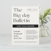 Classic Mark Your Calendar Newspaper Wedding Foto Save The Date (Stehend Vorderseite)