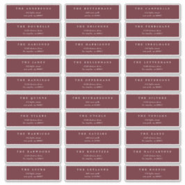 Classic Maroon Burgundy individuelle Hochzeitsadre Aufkleber