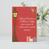 Classic Maroon Christmas Card – Cream Script Holid (Stehend Vorderseite)