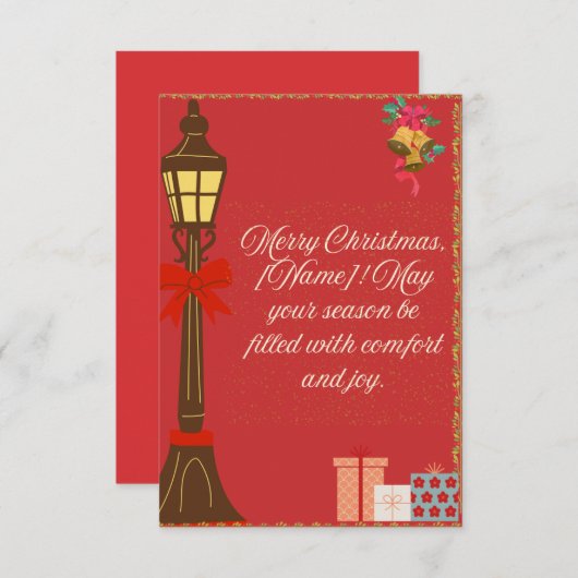 Classic Maroon Christmas Card – Cream Script Holid (Vorne/Hinten)