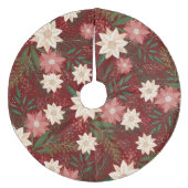 Classic Maroon Christmas Poinsettia Holiday Fleece Weihnachtsbaumdecke (Vorderseite)