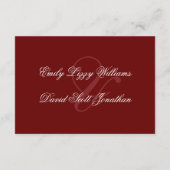 Classic Maroon Elegante Wedding Begleitkarte (Rückseite)