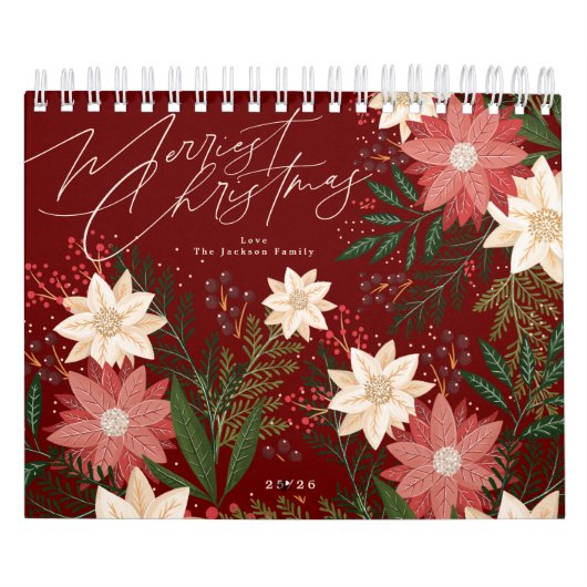 Classic Maroon Frohe Weihnachten Kalender (Titelbild)