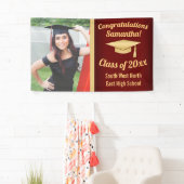 Classic Maroon Gold Custom Foto Abschluss Sign Banner (Insitu)