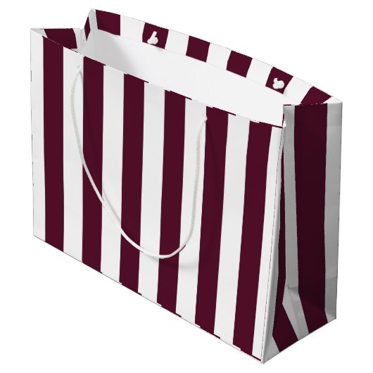 Classic Maroon Stripes Custom Große Geschenktüte (Rückseite Schrägansicht)