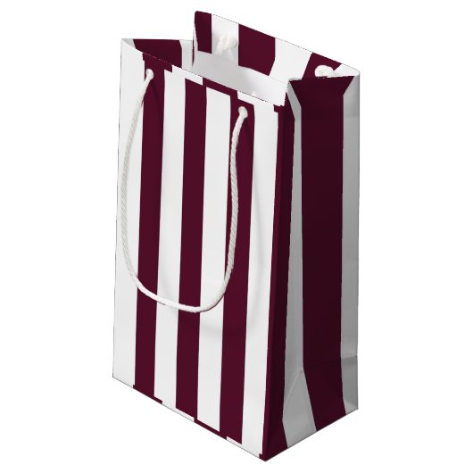 Classic Maroon Stripes Custom Kleine Geschenktüte (Rückseite Schrägansicht)