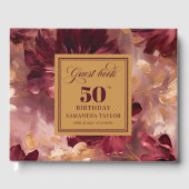 Classic Marsala Blush Gold Blume 50. Geburtstag Gästebuch (Vorderseite)