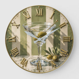 Classic Martini Cocktail Bar Decor Große Wanduhr