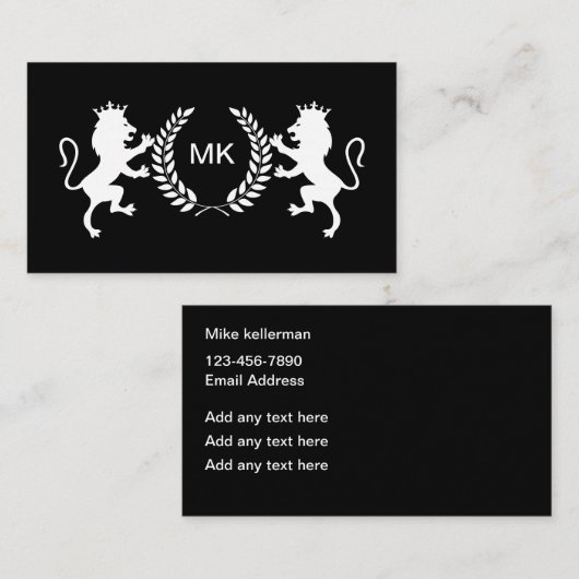 Classic Masculine Monogram Business Cards Visitenkarte (Vorne/Hinten)