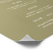 Classic Matcha Green Wedding Bar Menu Poster (Ecke)