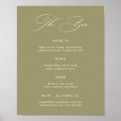 Classic Matcha Green Wedding Bar Menu Poster (Vorne)