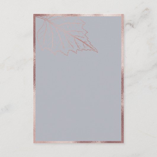 Classic Matt Rose Gold Blätter Hochzeitsdetails Begleitkarte (Rückseite)