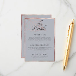 Classic Matt Rose Gold Blätter Hochzeitsdetails Begleitkarte